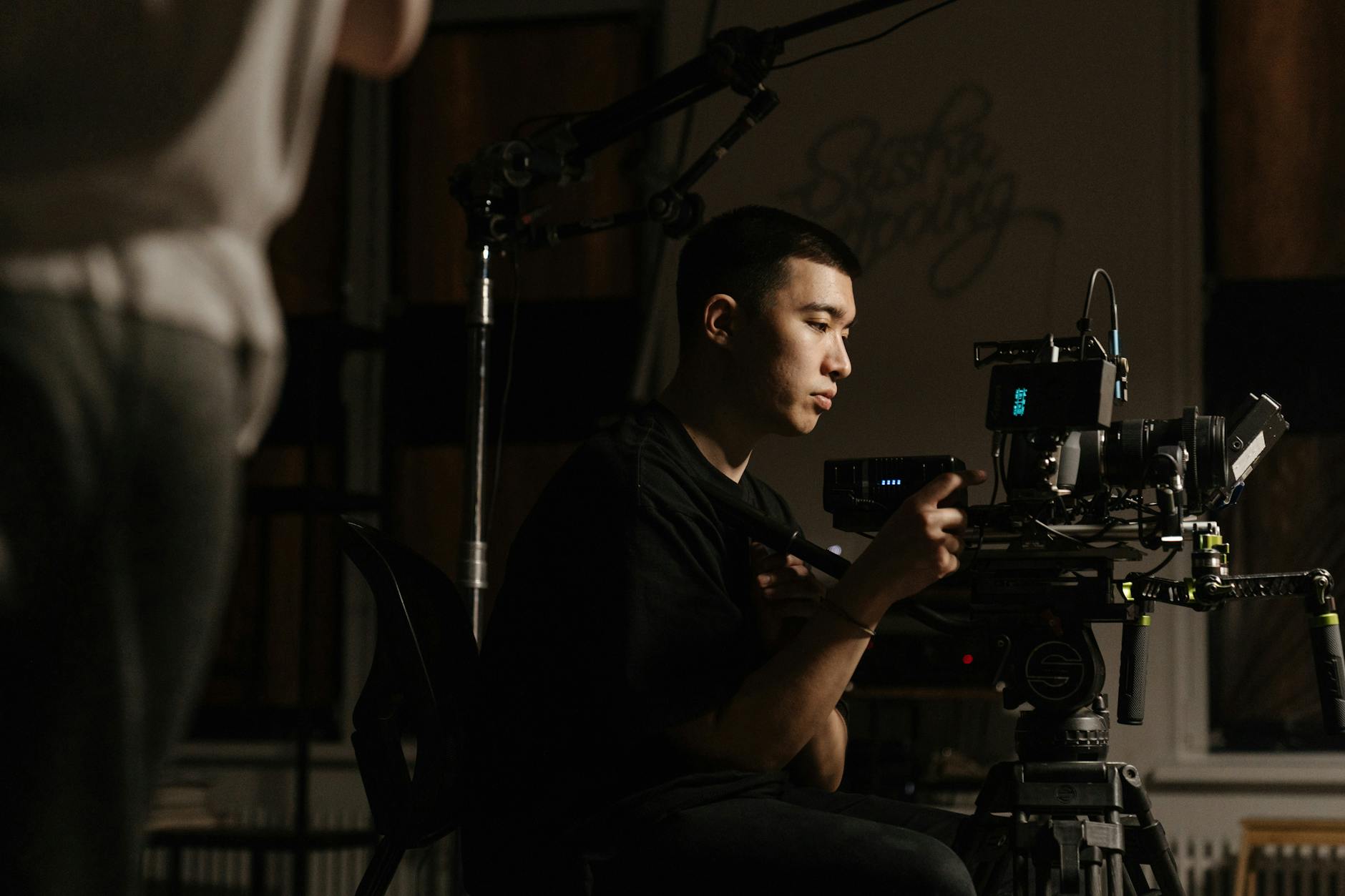 Professional film crew at work in Miami production